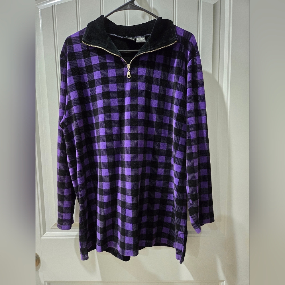 Purple and Black Checkered Pullover